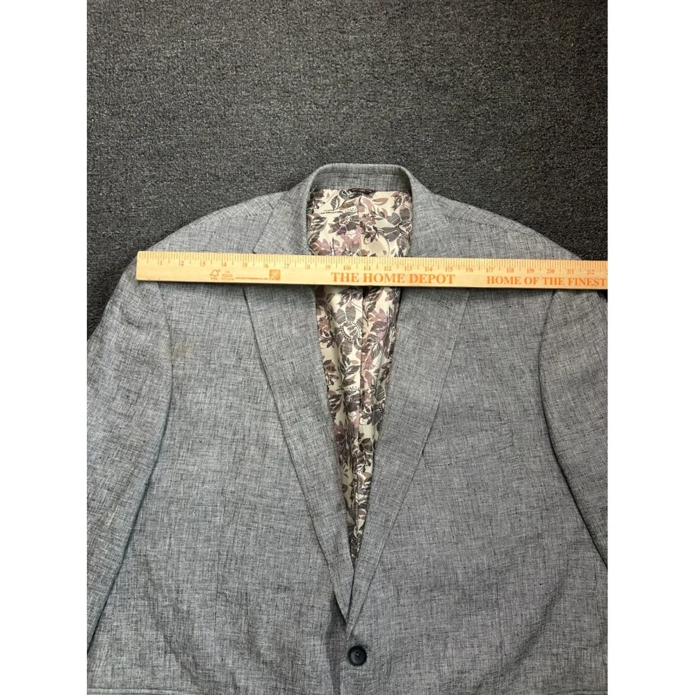 Oak‎ Hill Linen Rayon Blazer Sport Coat Gray Mens 2XLT Floral Lining 2-Button